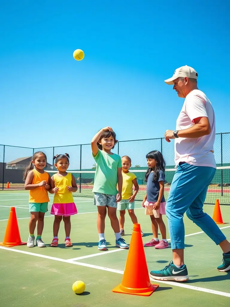 A junior tennis player participating in a specialized tennis clinic at TCR TENNIS CLUB DE RIVEDOUX-PLAGE, focusing on developing fundamental skills and techniques.