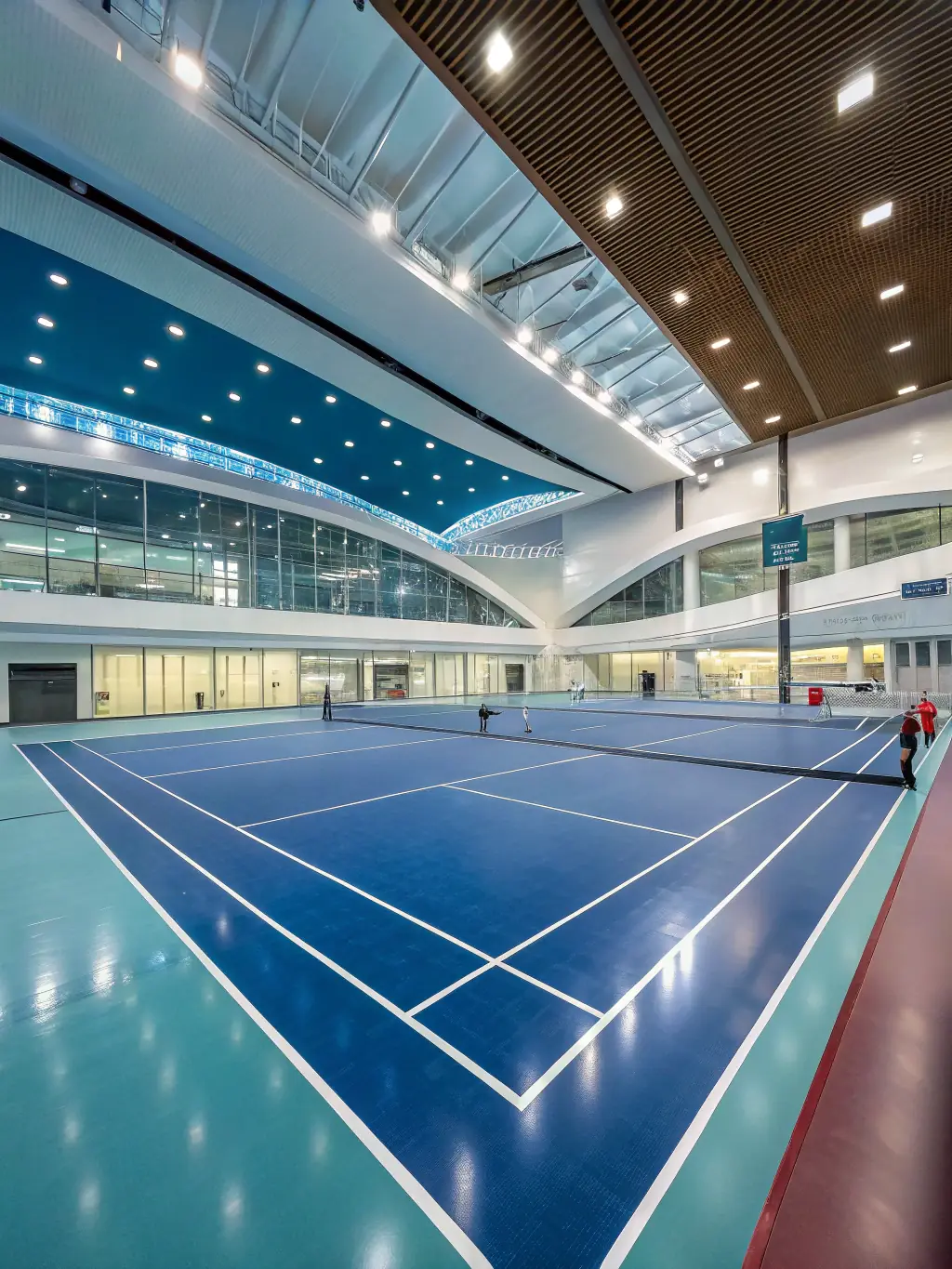 Image of modern tennis facilities at TCR Tennis Club, including well-maintained courts and comfortable viewing areas for spectators.