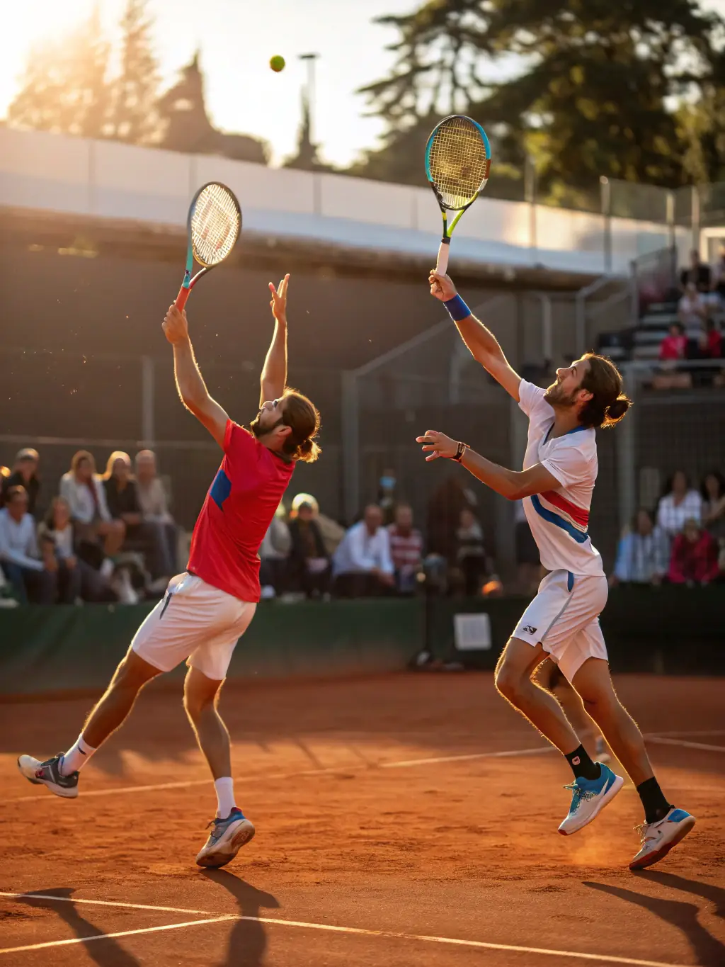 A dynamic shot of a tennis match in progress at the club, capturing the excitement and competitive spirit of the TCR Tennis Club.
