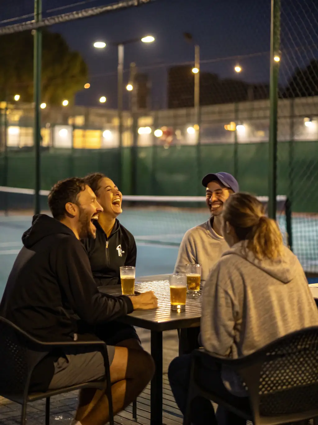 An engaging image of participants at a tennis-themed social event at TCR Tennis Club, highlighting the club's community spirit.