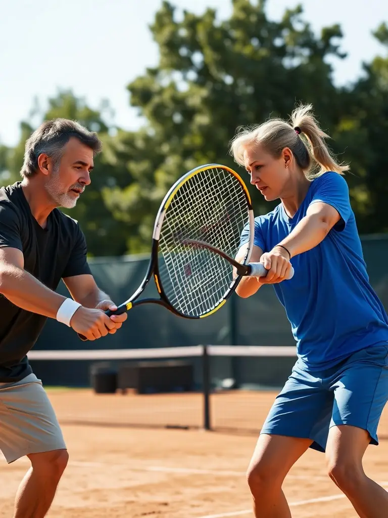 A group of tennis players participating in a doubles match during a club league tournament at TCR TENNIS CLUB DE RIVEDOUX-PLAGE, showcasing teamwork and competitive spirit.